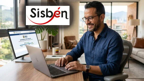 Imagen ilustrativa de un hombre frente a un computador para consultar el RUI.