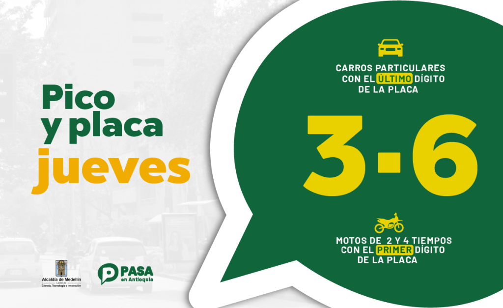 Pico y placa Hoy Jueves en Medellin