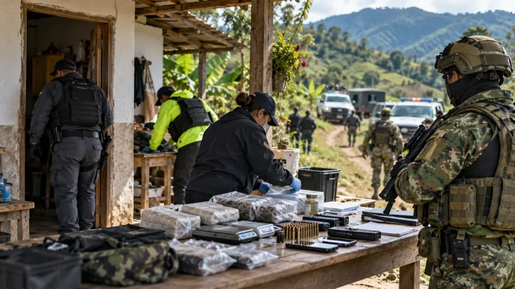 Operativo de seguridad durante las capturas en Antioquia.